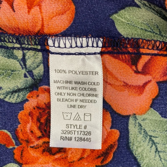 DNA Couture Women’s navy & orange Floral blouse, V-neck, cap sleeves, size S - Picture 6 of 8